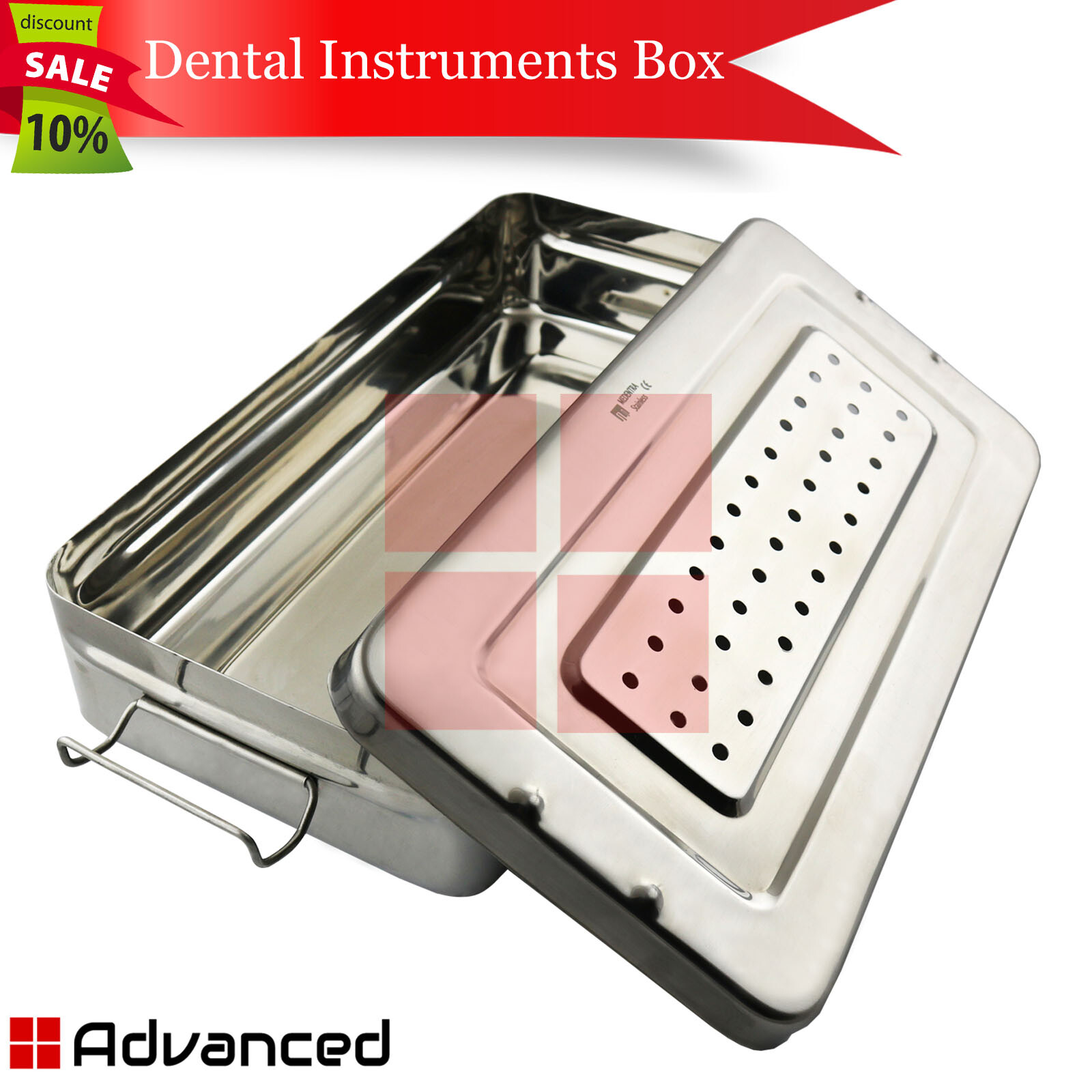 MEDENTRA Instruments Sterilization Box 12″x 6″x 2.5″ Dental Surgical Holder Tray