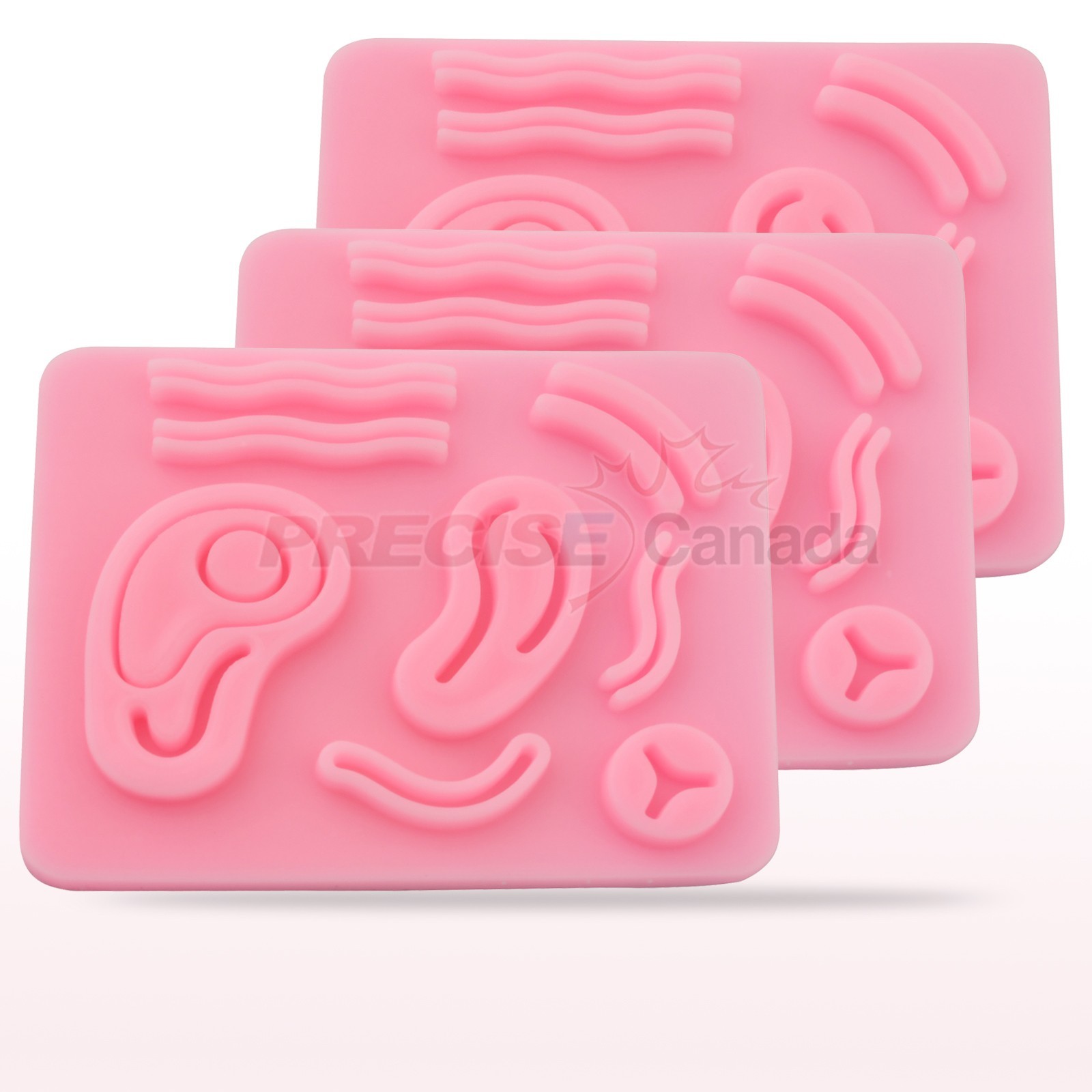 3 Pcs ENT 3D Silicone Suture Practice Pad with 8 Wounds Laparoscopic DS-1395