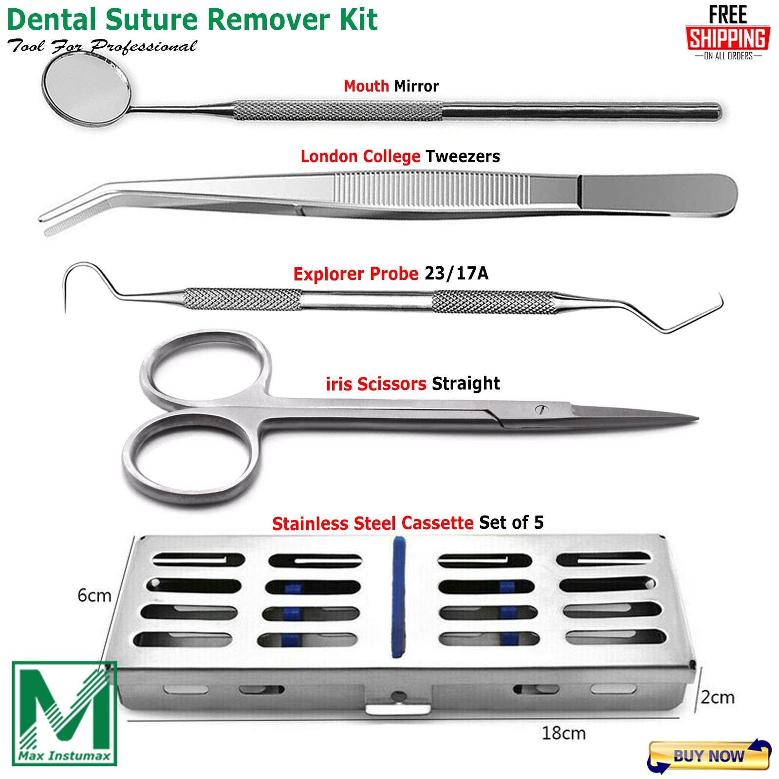 Set Of 5 Pcs Dental Suture Removal Kit Surgical Dental Instruments Suturing
