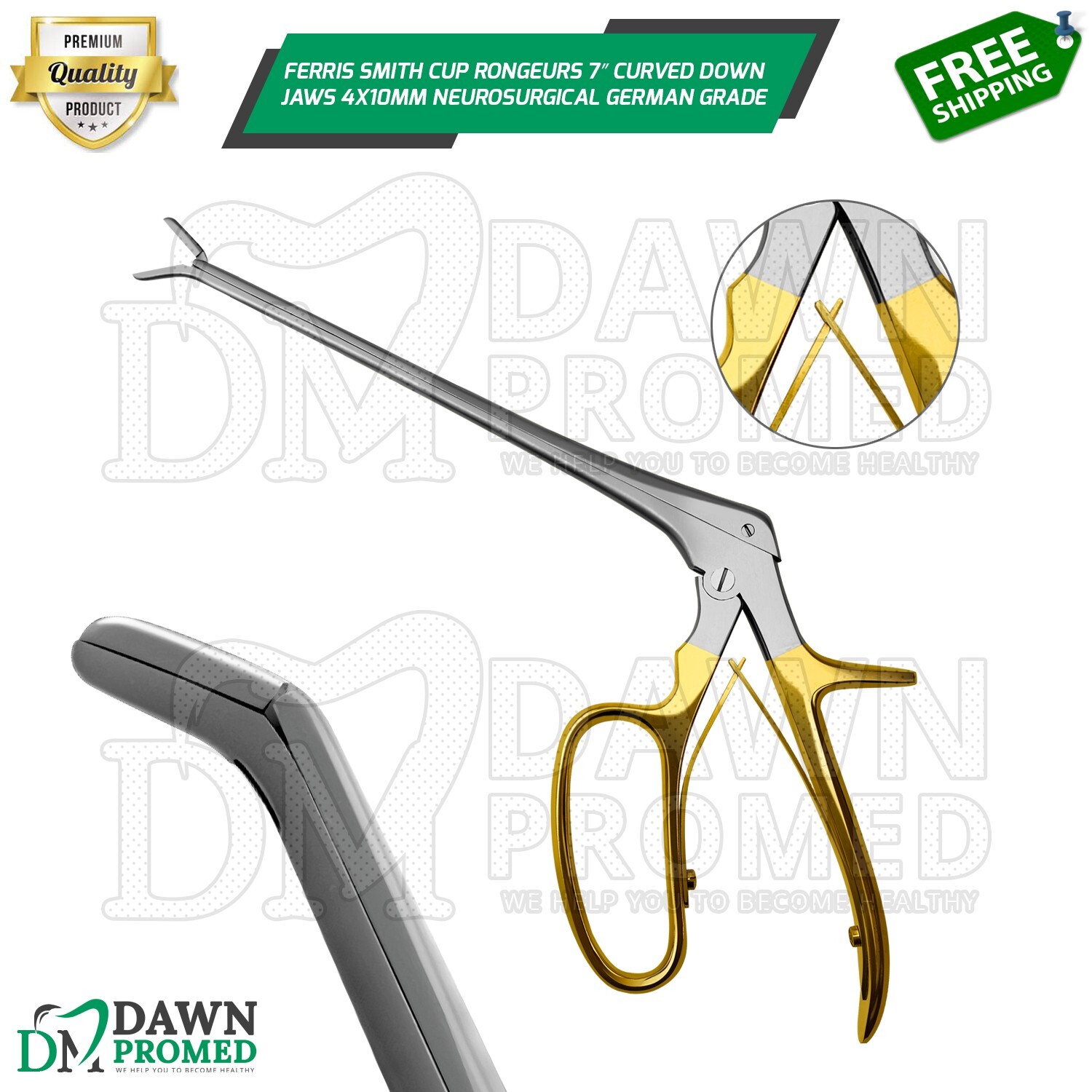 Ferris Smith Cup Rongeurs 7” Curved Down Jaws 4x10mm Neurosurgical German Grade