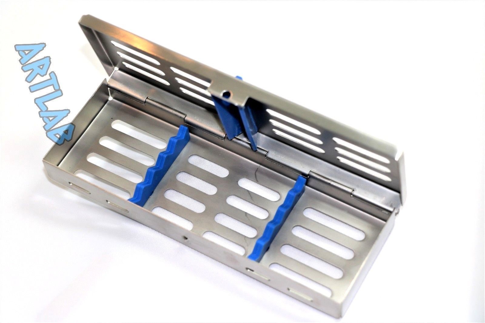 5 STERILIZATION CASSETTE TRAY RACK BOX HOLDS 5 INSTRUMENTS SURGICAL DENTAL BLUE