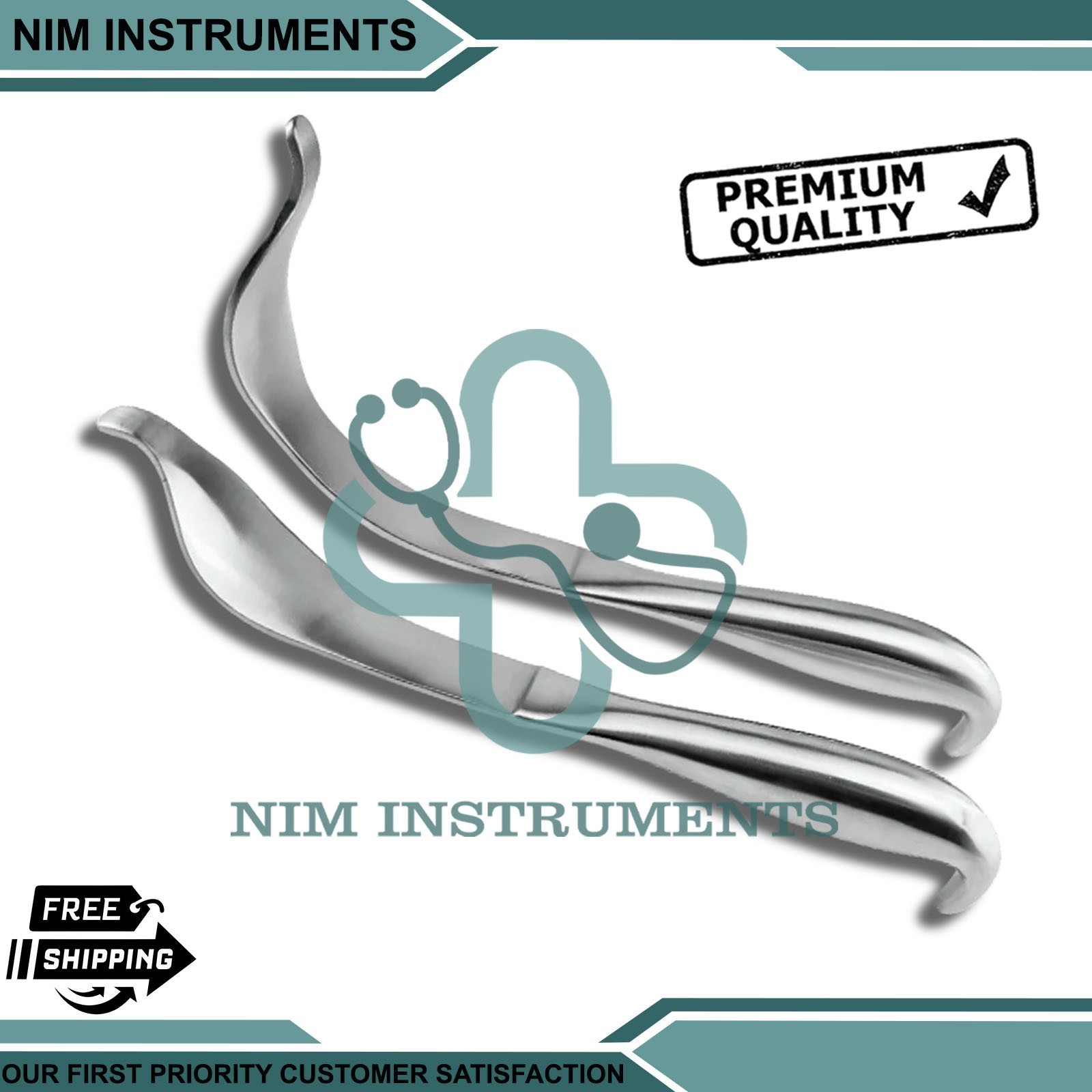 2 Cobra Retractor Serrated Tip Orthopedic Instruments German Stainless Steel