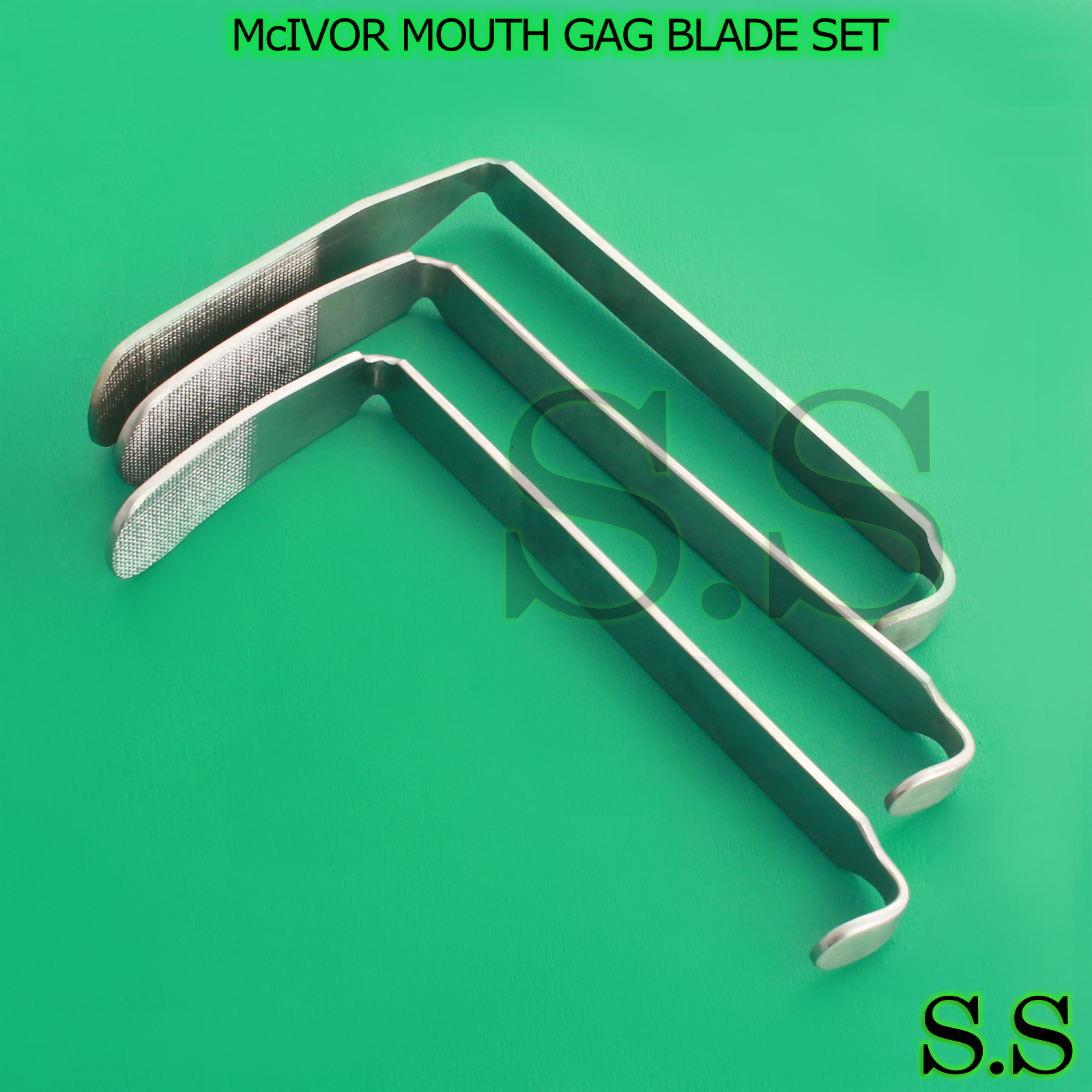 Set Of 3 Pieces McIVOR MOUTH GAG Blade Surgical Dental ENT Tonsil Instruments