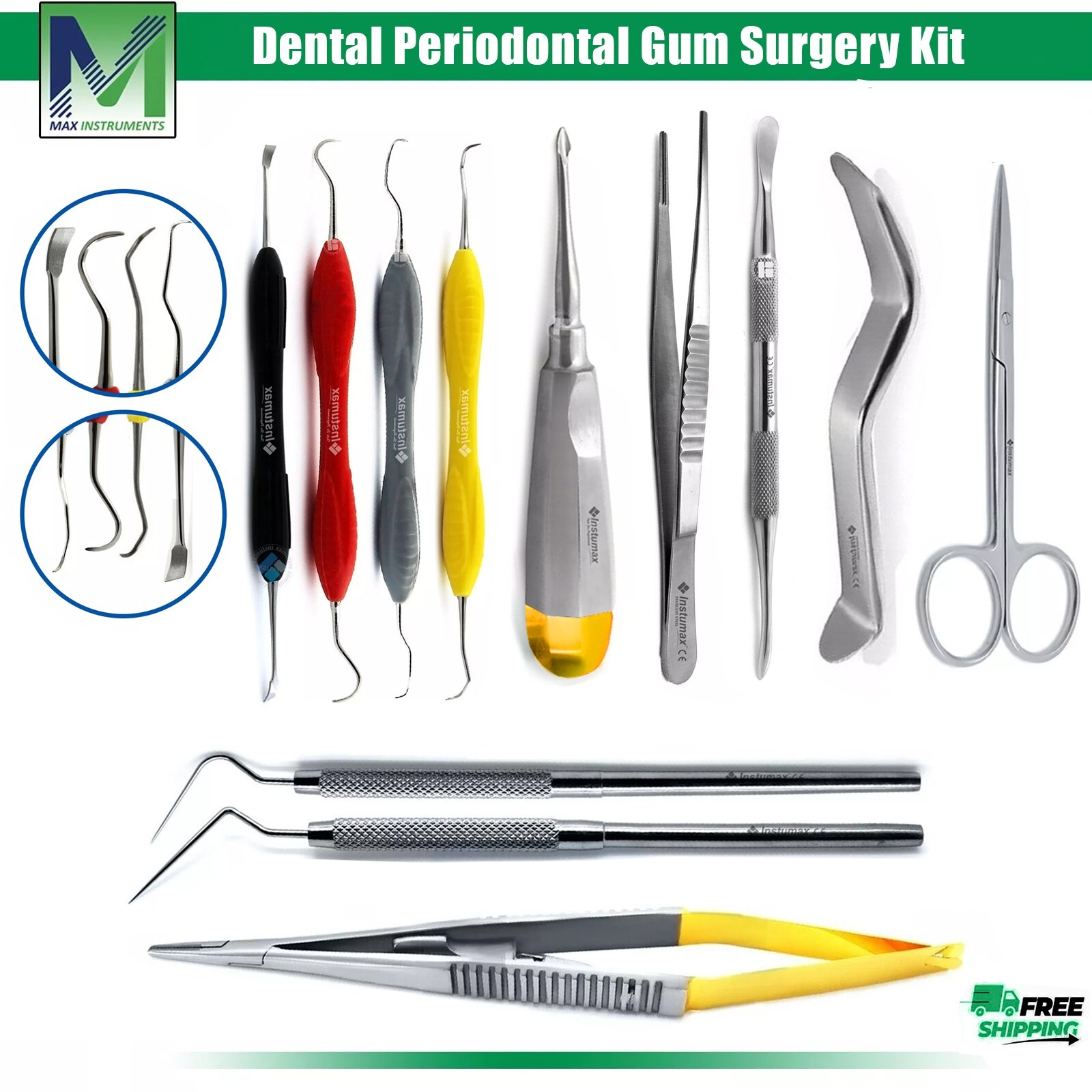 NEW 12 PCS DENTAL PERIODONTAL MINOR TISSUE SURGERY SET SURGICAL INSTRUMENTS KIT
