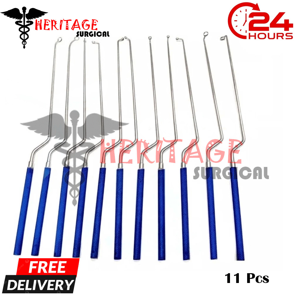 Blue Hardy Pituitary Neuro Curettes Surgical Set Of 11 Instruments TranSsphenoid