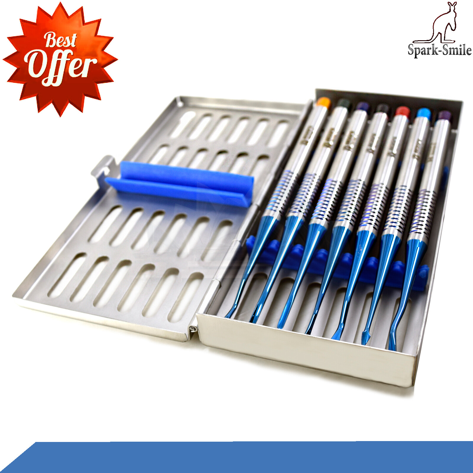 Tooth Extraction Loosening Dental Elevators PDL Blue Coated With 7pcs Cassette