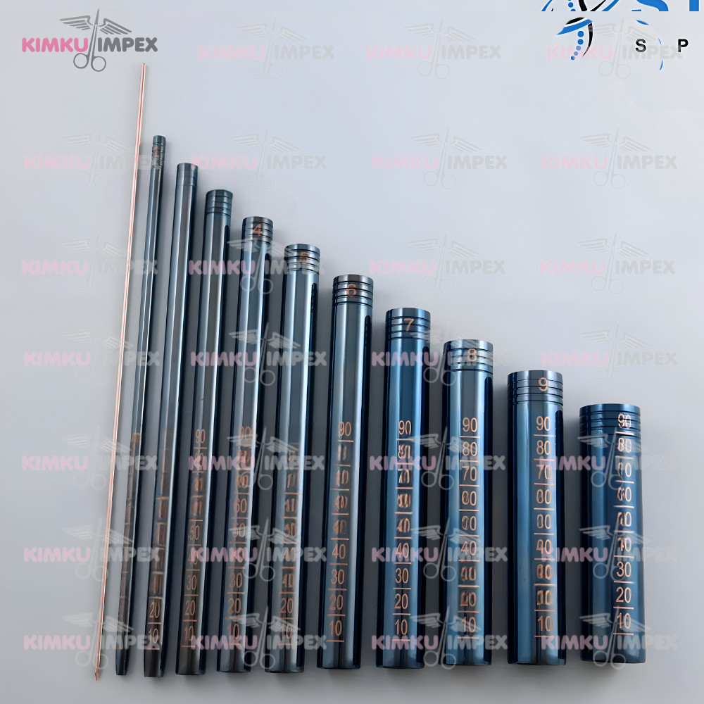 MIS Tubular Retractor Dilators Silver 11 PCs Set Spine Surgery Instruments