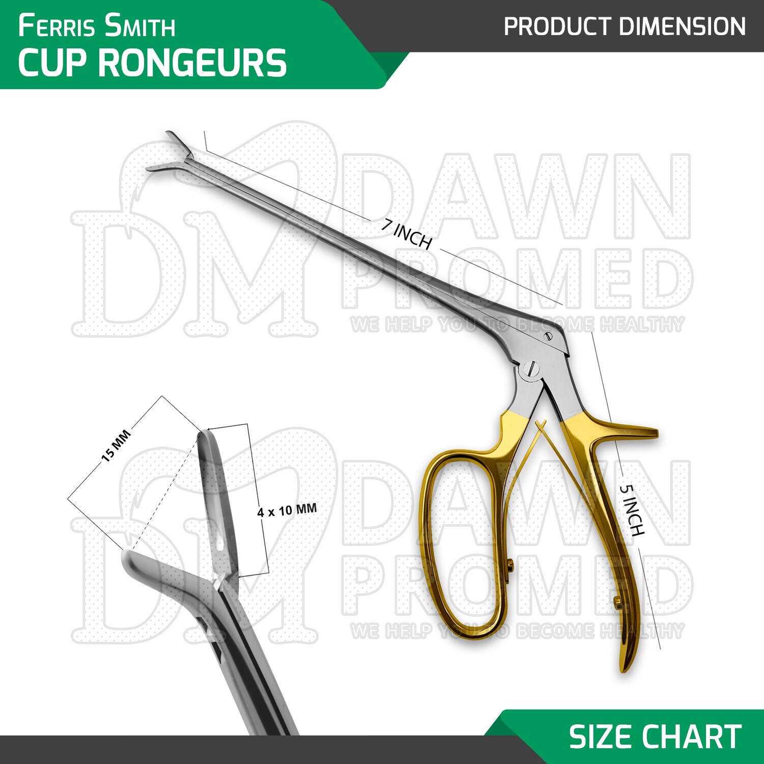 Ferris Smith Cup Rongeurs 7” Curved Down Jaws 4x10mm Neurosurgical German Grade