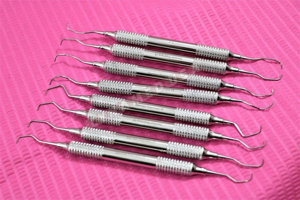 8 ea Premium German PERIODONTAL HOLLOW GRACEY CURETTE SET SURGICAL INSTRUMENTS