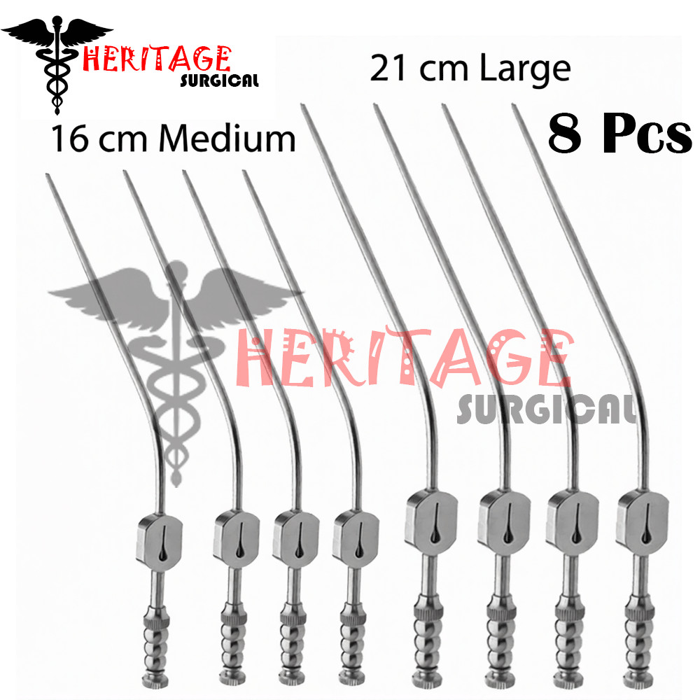 Fukushima Teardrop Suction Tube Fr 6,8,10,12 Medium & Large 8 PCs Set Surgical
