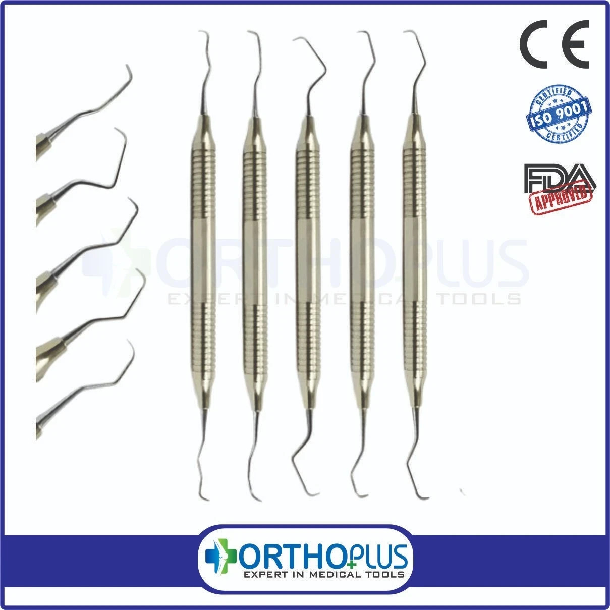 Periodontal Gracey Curettes Set of 5 Pcs Dental Surgical Instrument