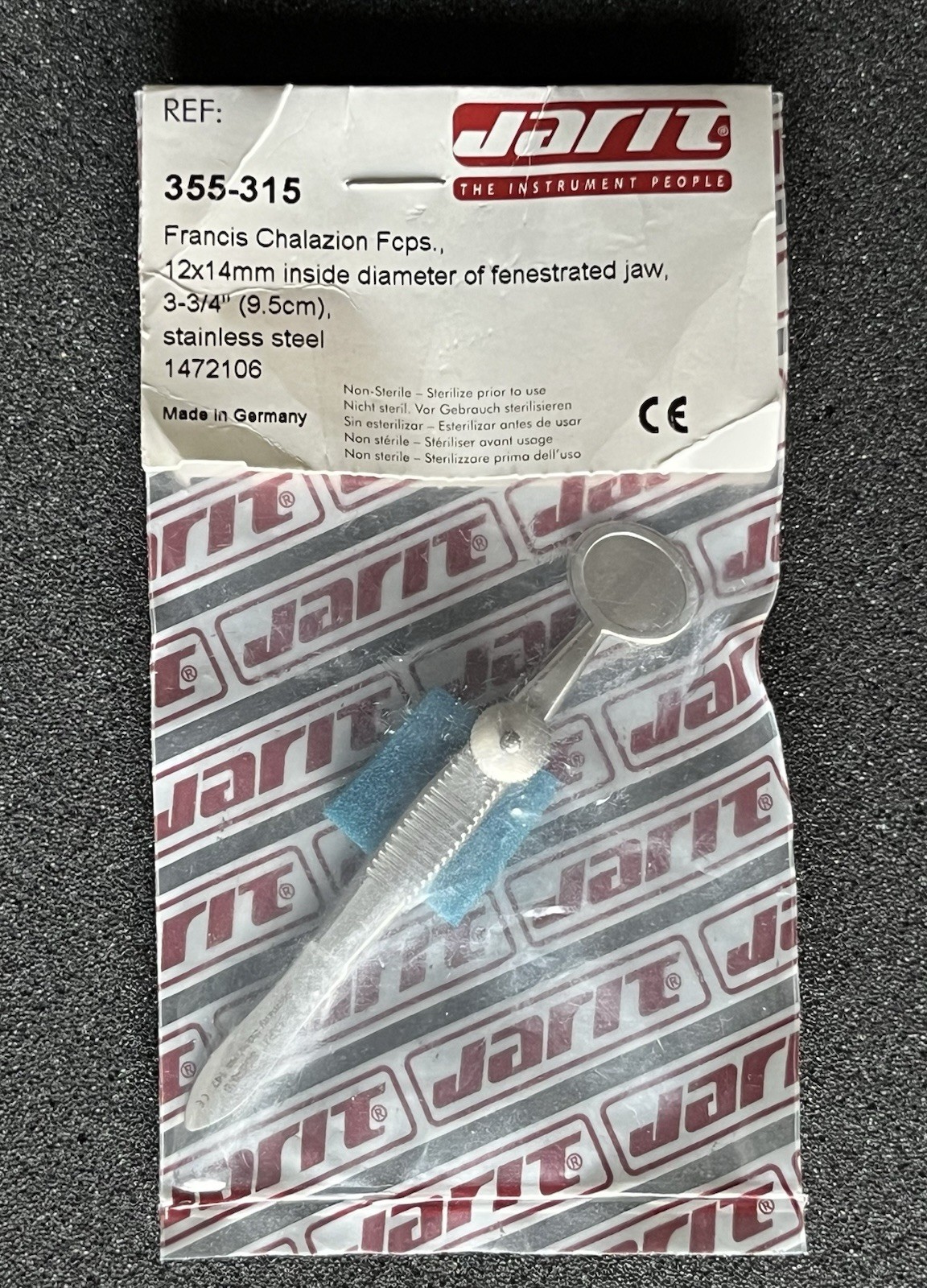 Jarit • Francis Chalazion Forceps • 355-315 • 9.5cm Jaw • 12mm x 14mm • New