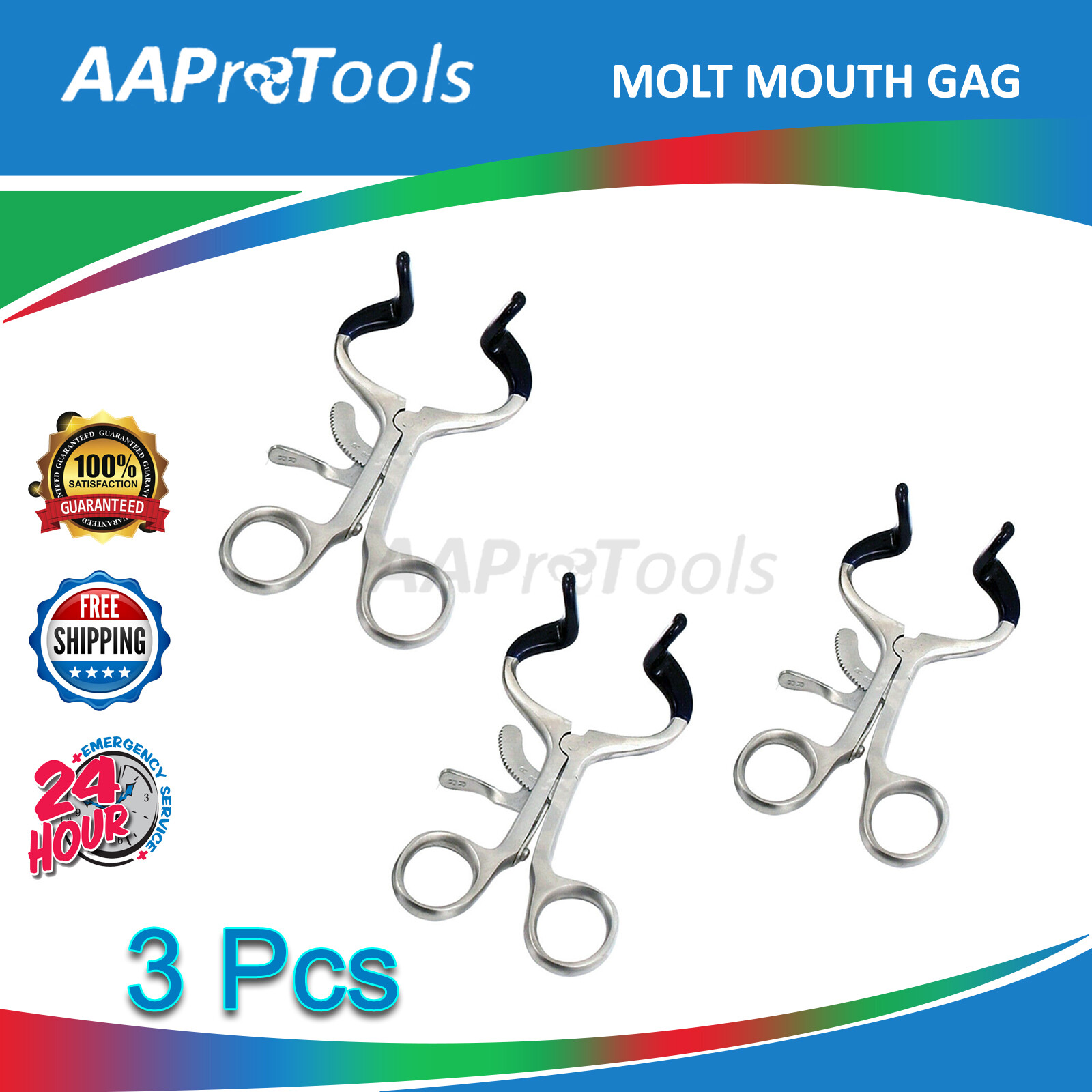 3X NEW MOLT MOUTH GAG BLUE 4.5″ DENTAL SURGICAL INSTRUMENTS