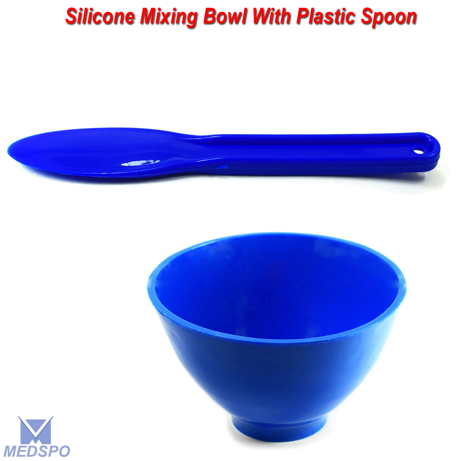 Medical Silicon Mixing Bowl With Plastic Spoon Blue Laboratory Mixing Tools