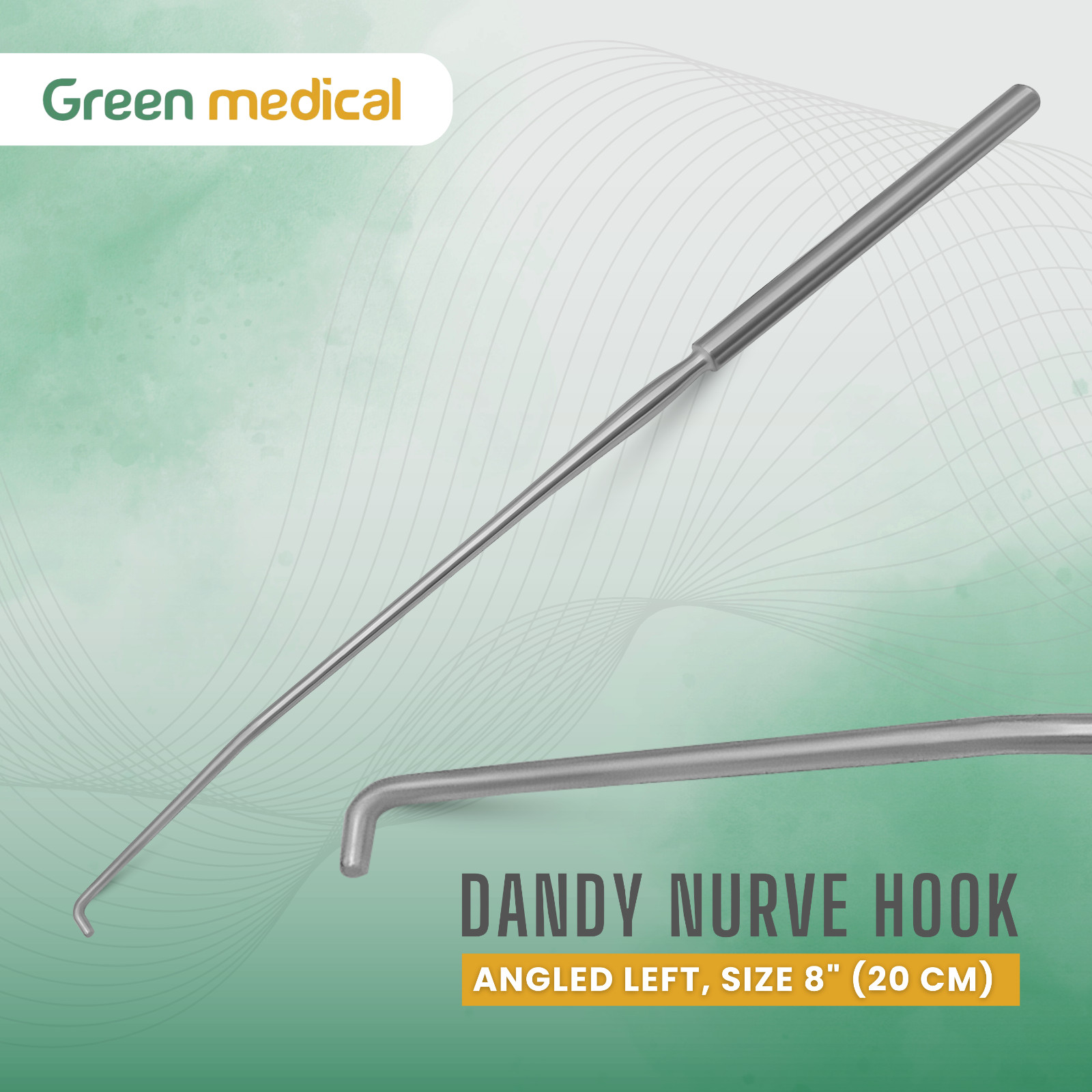 Dandy Nerve Hook, 8″, Angled Left, Premium German Stainless