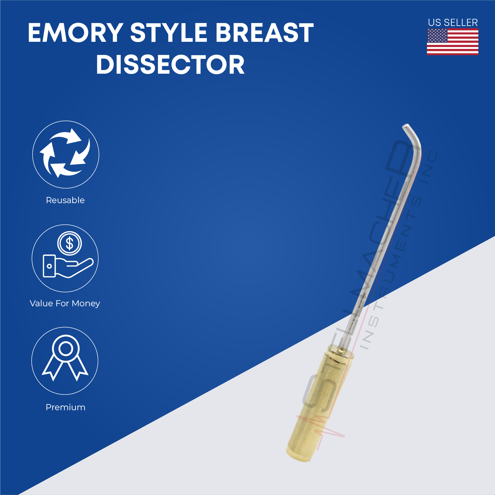 EMORY Style Breast Dissector Plastic Surgery Breasts Dissectors Curved 30 cm