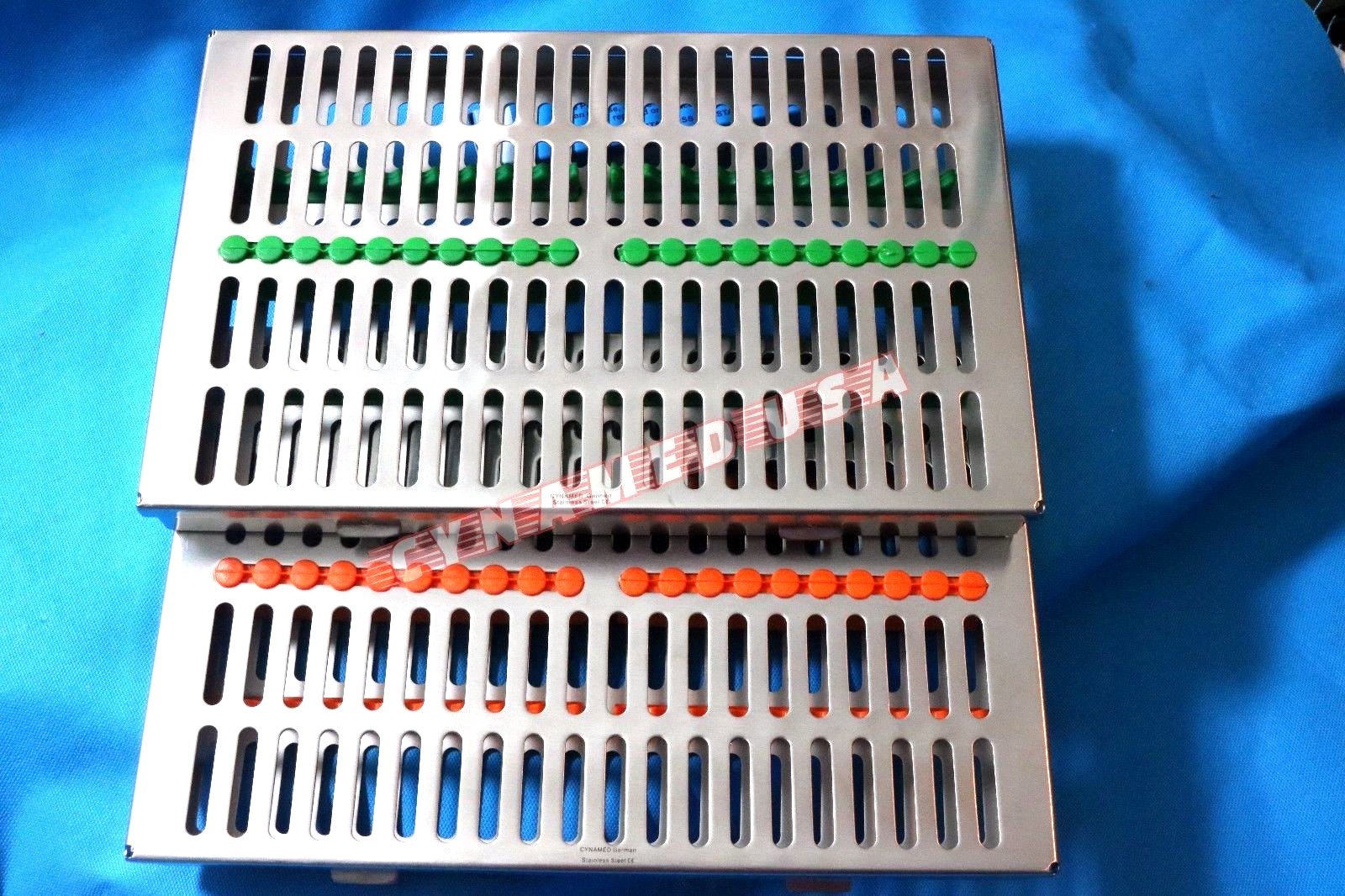 GERMAN 2 Dental Sterilization Cassette Rack Tray Box For 20 Surgical Instruments
