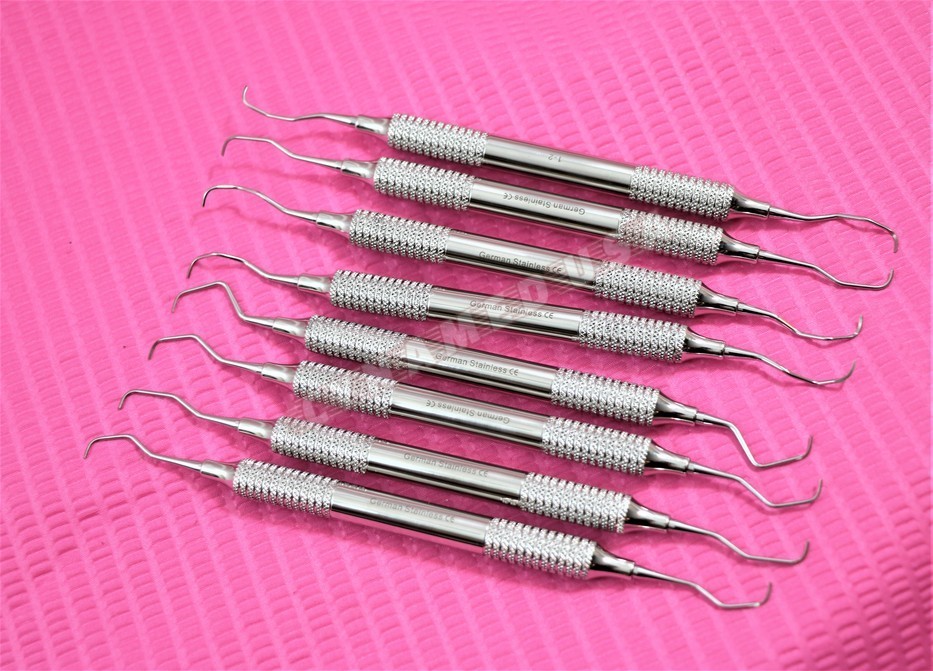 8 ea Premium German PERIODONTAL HOLLOW GRACEY CURETTE SET SURGICAL INSTRUMENTS