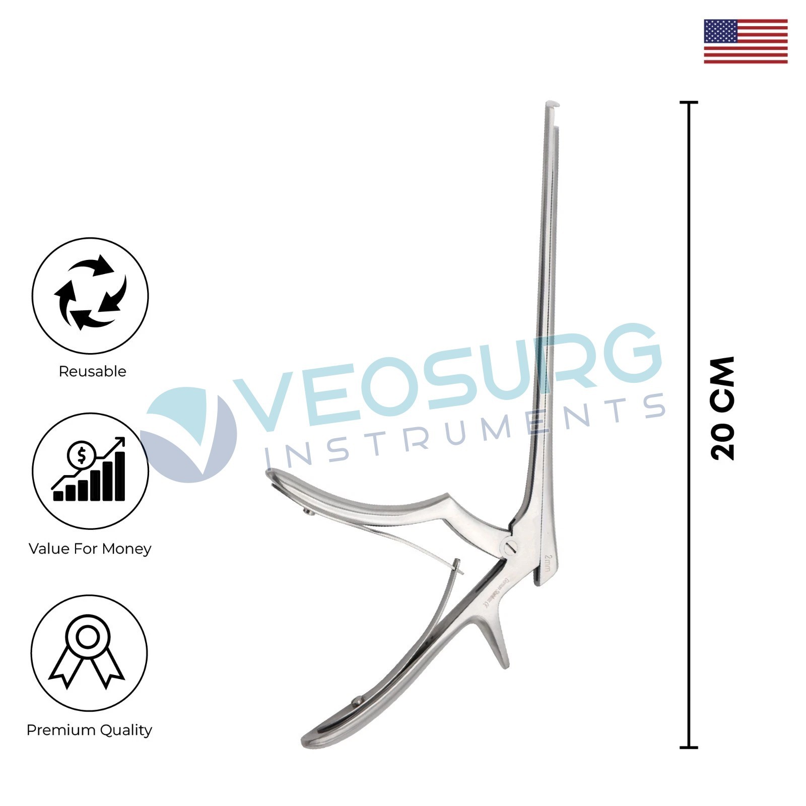 Ferris Smith Kerrison Rongeur 2mm 90 Degree Up 20 cm orthopedic Instument German