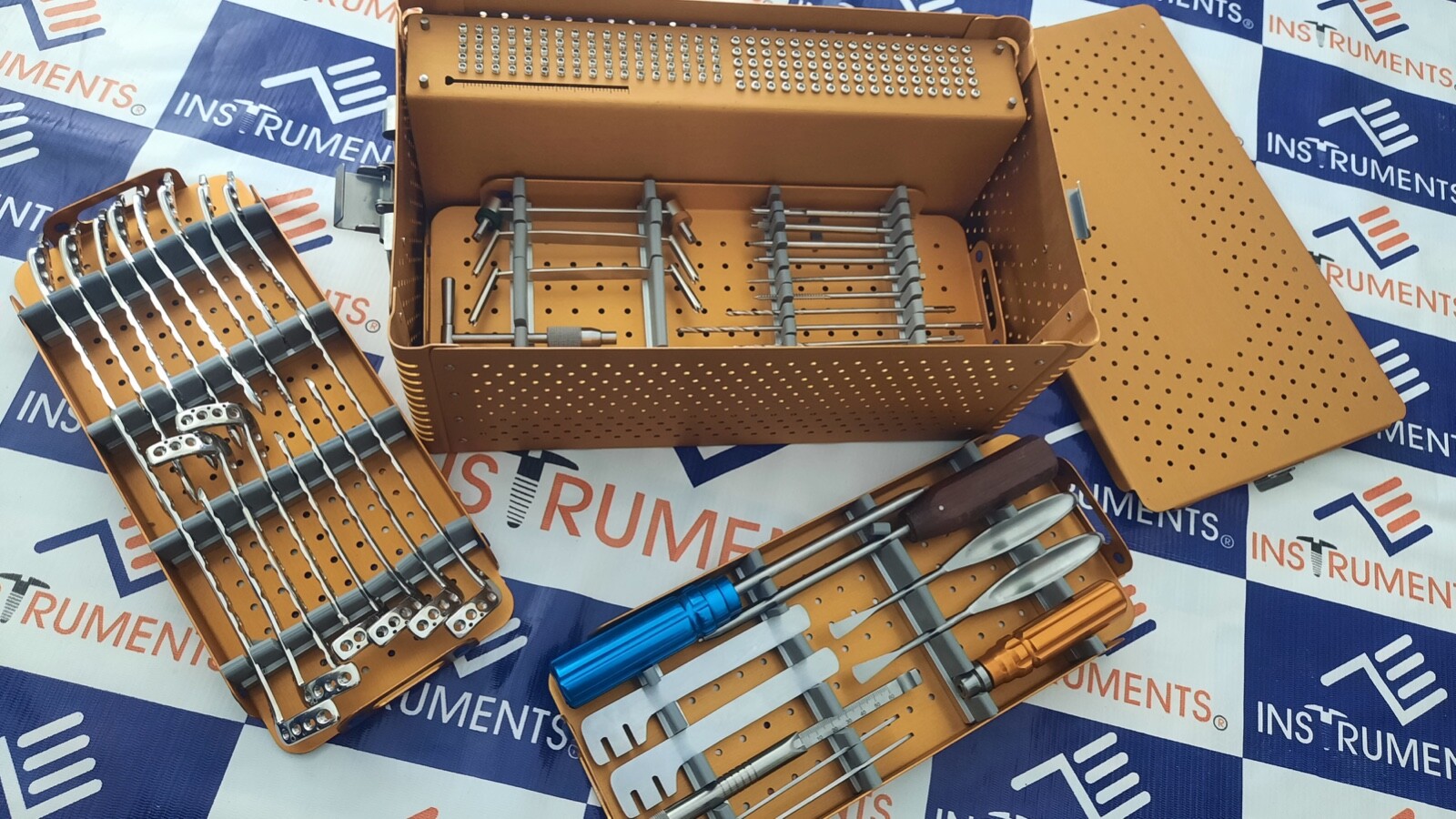 Locking Small Fragment Instrument set & Tibia 6,8, 10, 12 H plates & screw 211pc