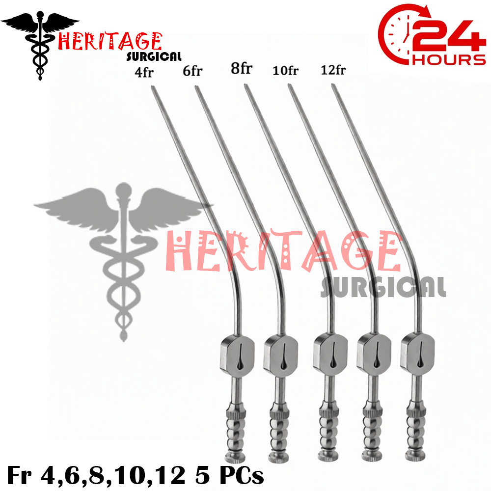 Fukushima Teardrop suction Tubes brain surgery Fr 4,6,8,10,12 5 PCs Set