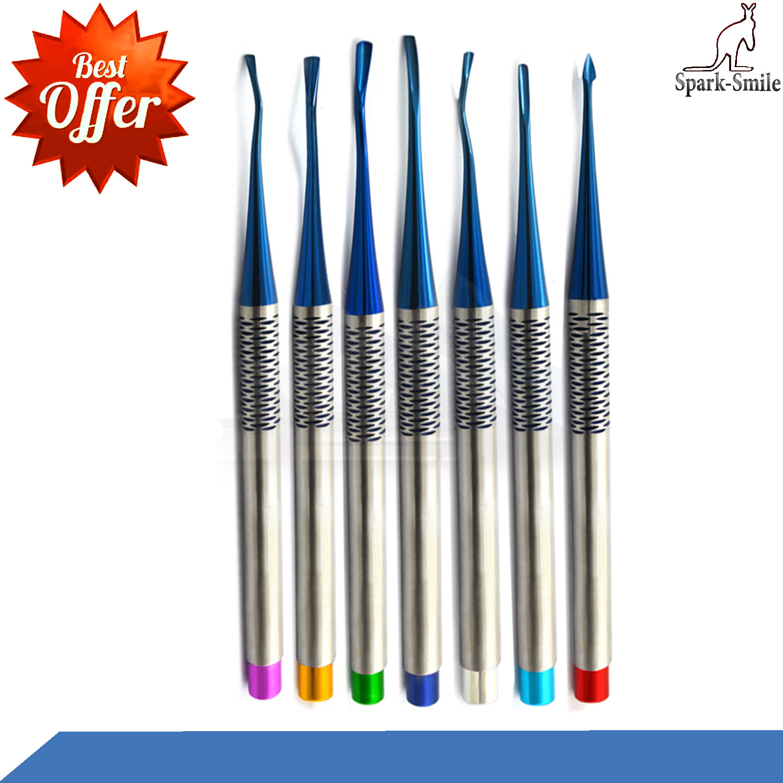 Tooth Extraction Loosening Dental Elevators PDL Blue Coated With 7pcs Cassette