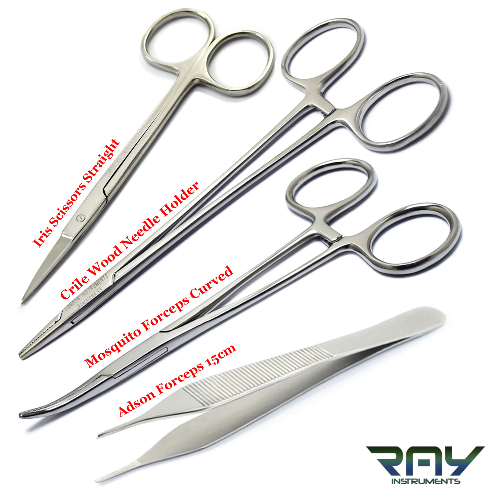 4Pcs Suture Removal Kit Scissors Needle Holder Thumb Forceps Surgical Instrument