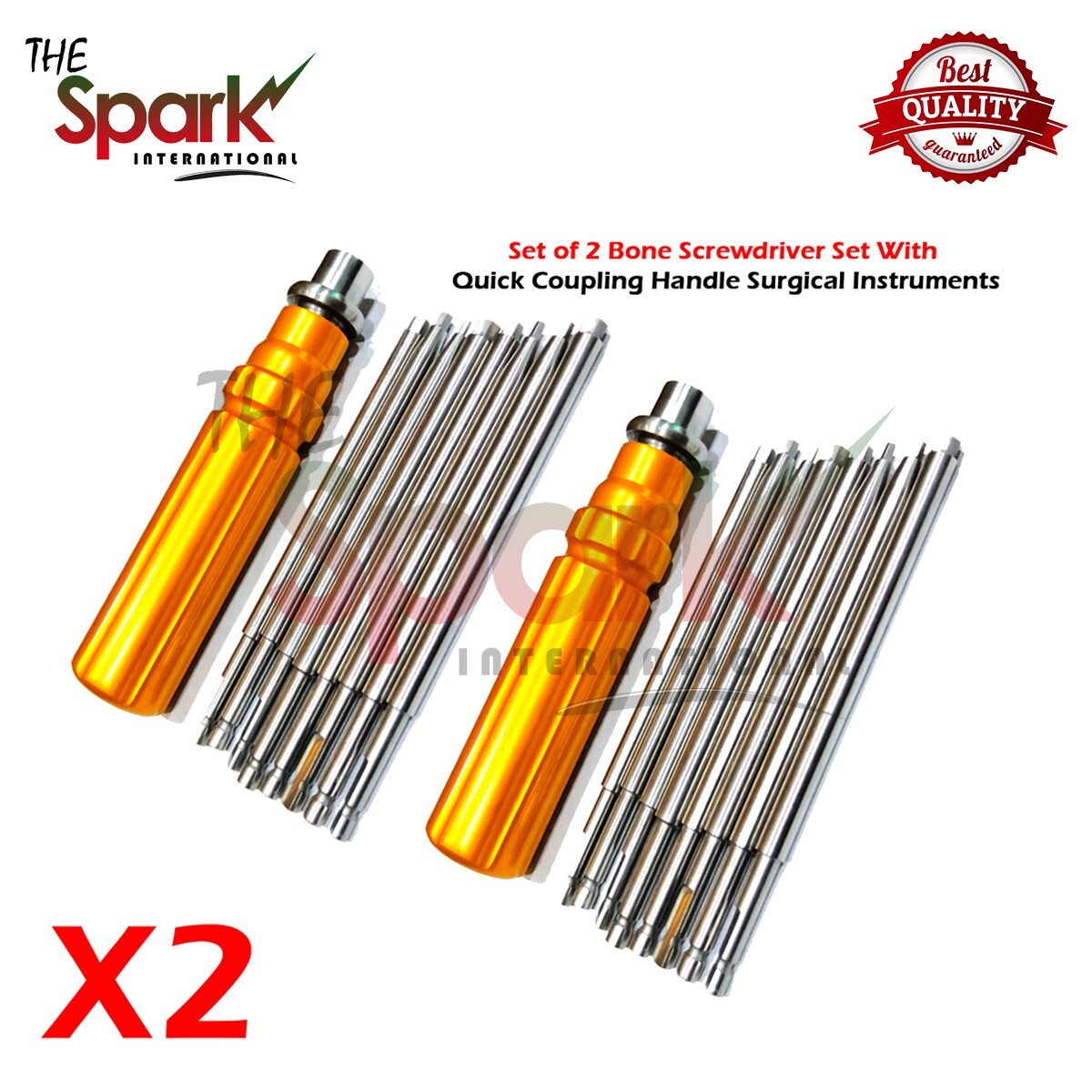 Two Sets of Bone Screwdriver Set With Quick Coupling Handle Surgical Instruments