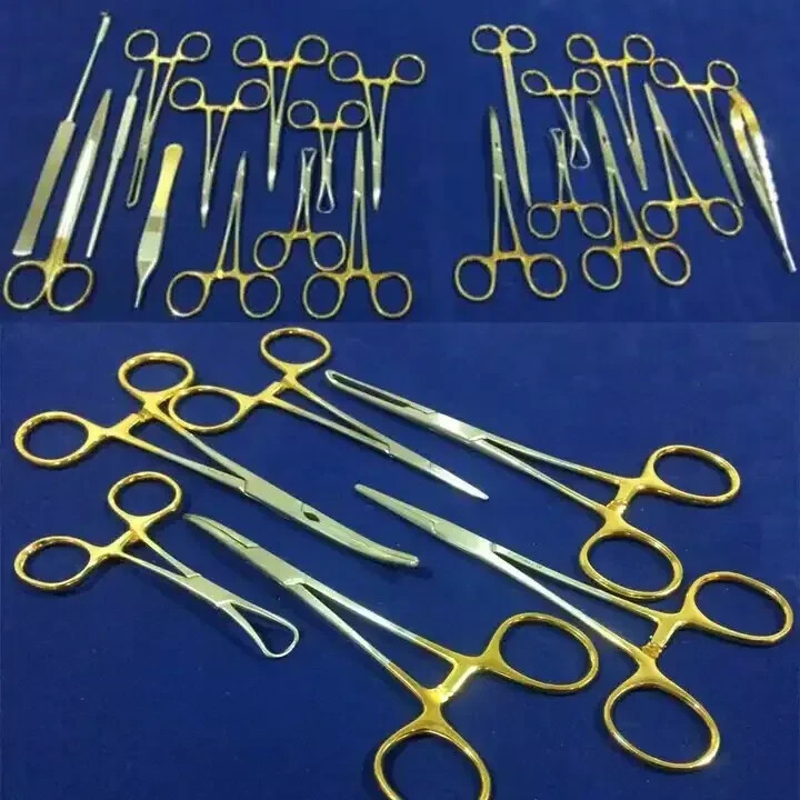 SET OF 21 PCS GOLD HANDLE T/C FELINE SPAY PACK SURGICAL INSTRUMENTS KIT