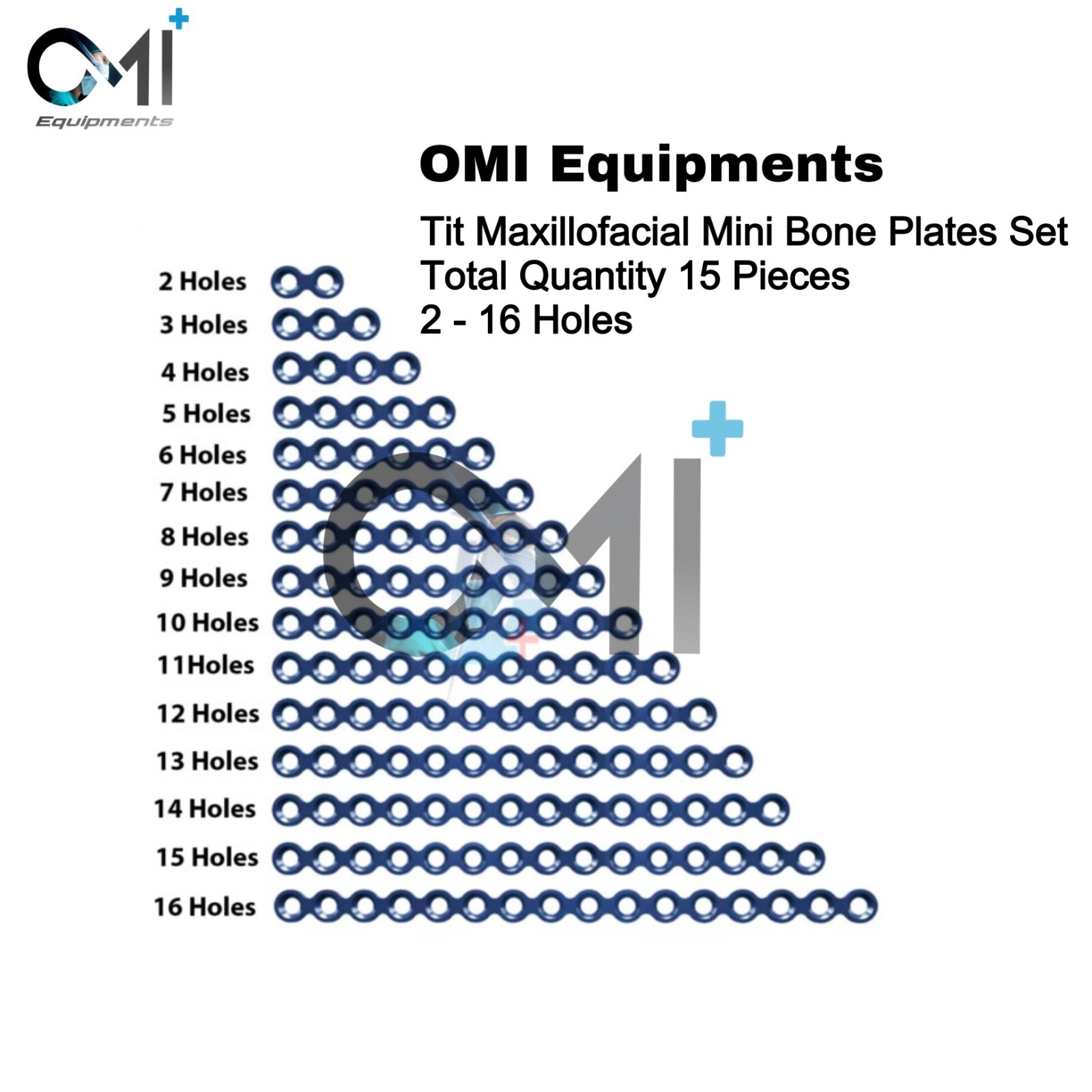 Tit Maxillofacial Mini Bone Implant Plate Continuous Hole Plates 2 – 16 Holes