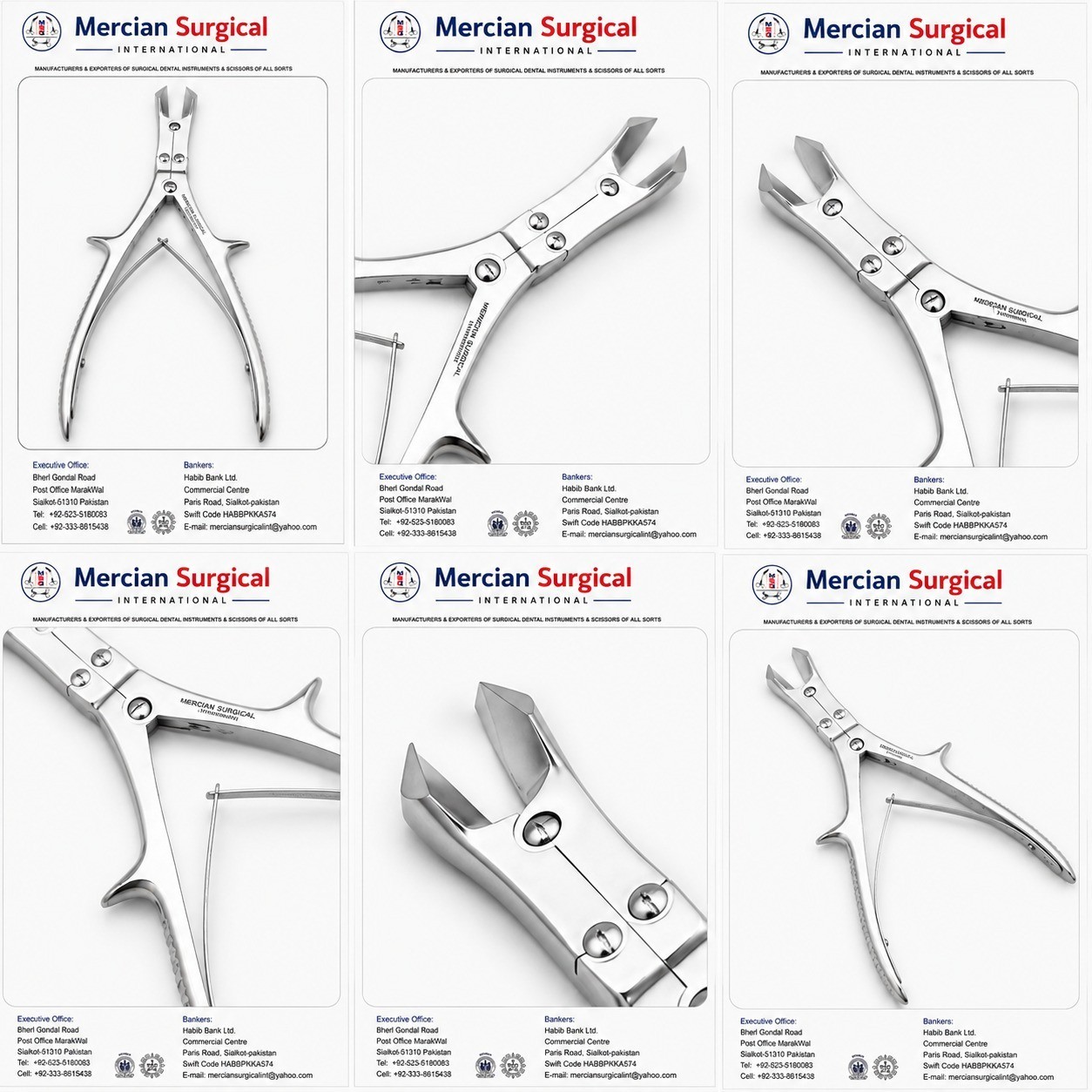 Mercian Surgical Liston Key Horsley Bone Cutter 27cm / 10» Double Action Angled