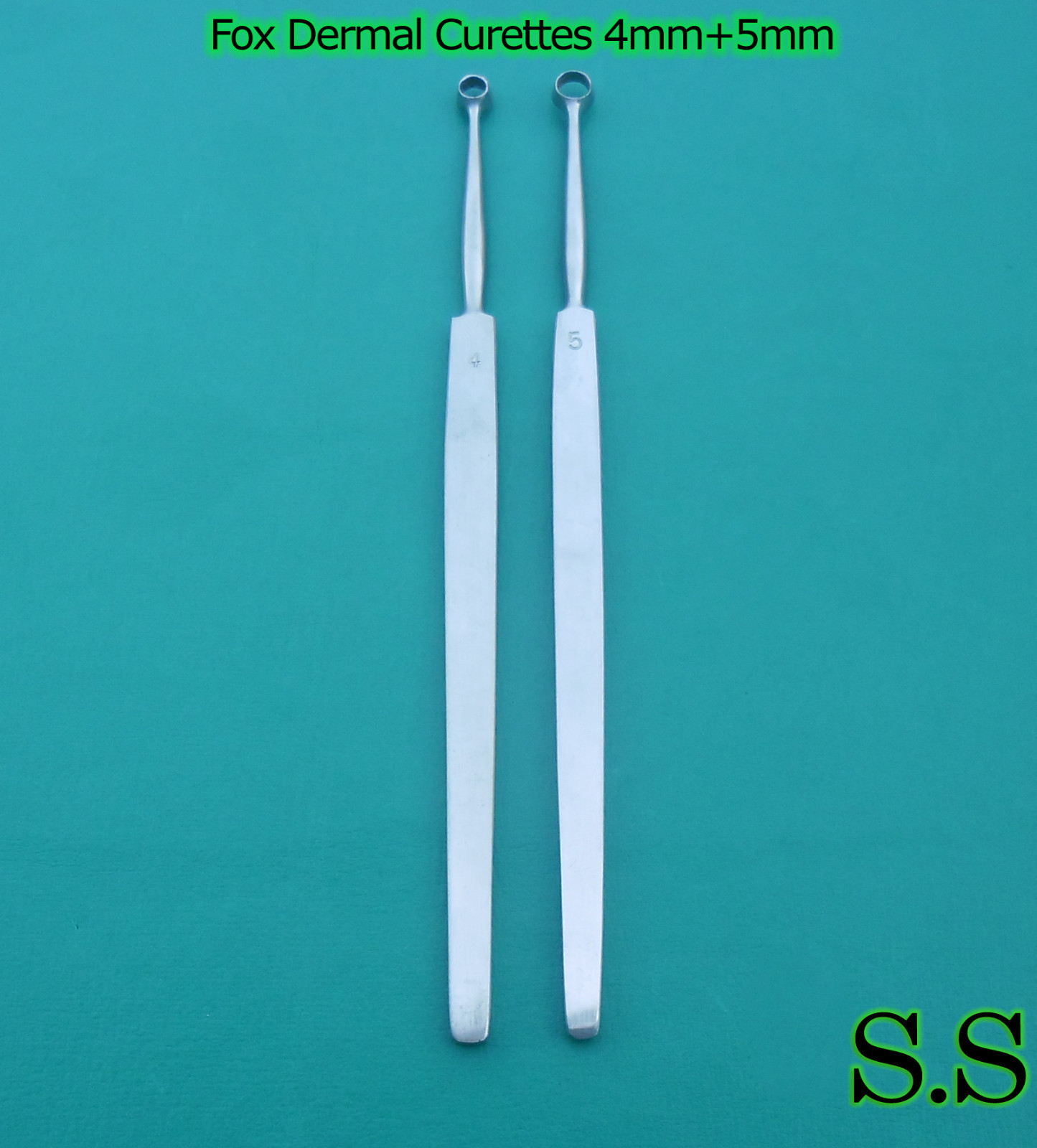 Fox Dermal Curettes 4mm+5mm Surgical Dermatology Instruments