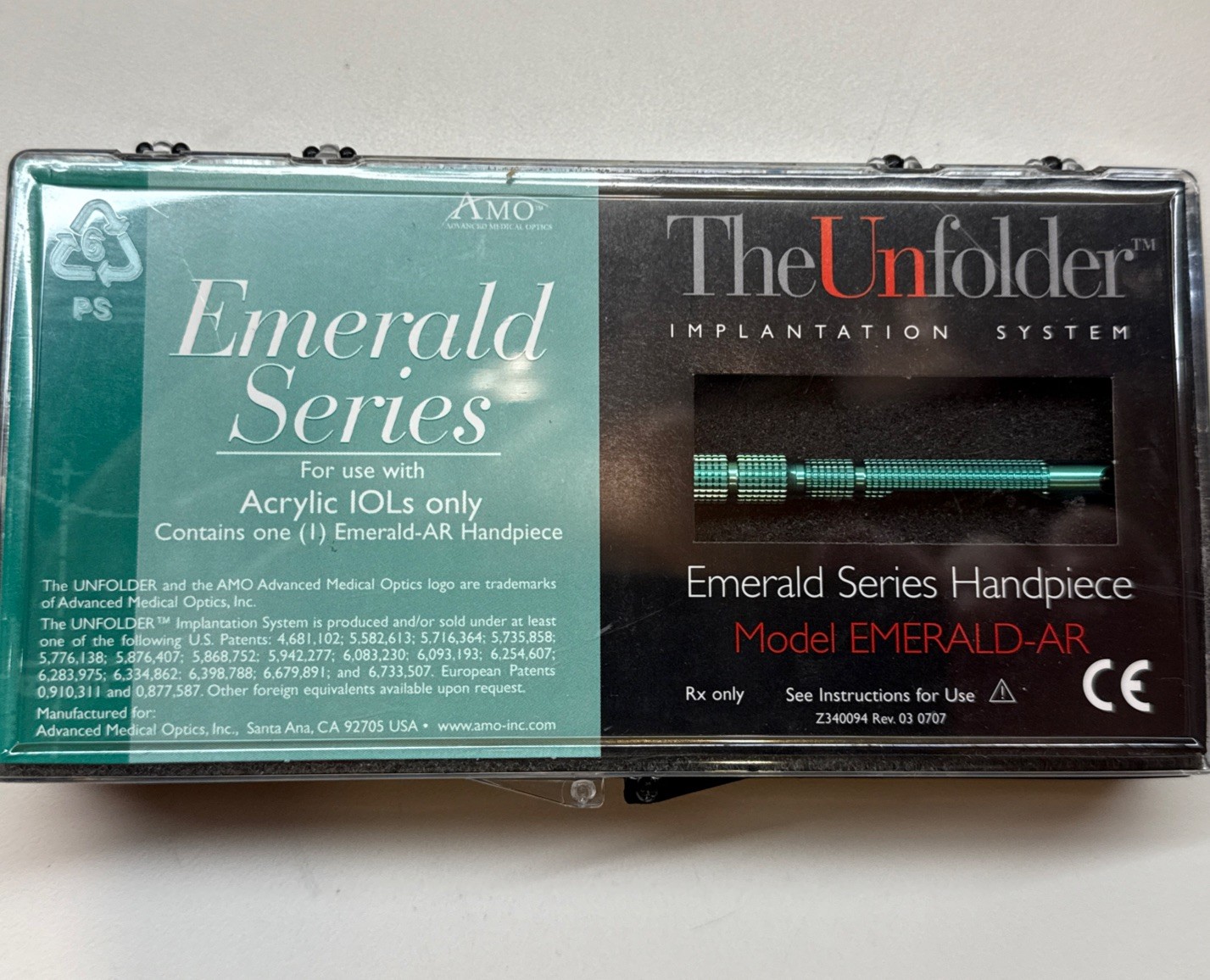 Amo The Unfolder Model Emerald-AR J&J Acrylic IOL inserter
