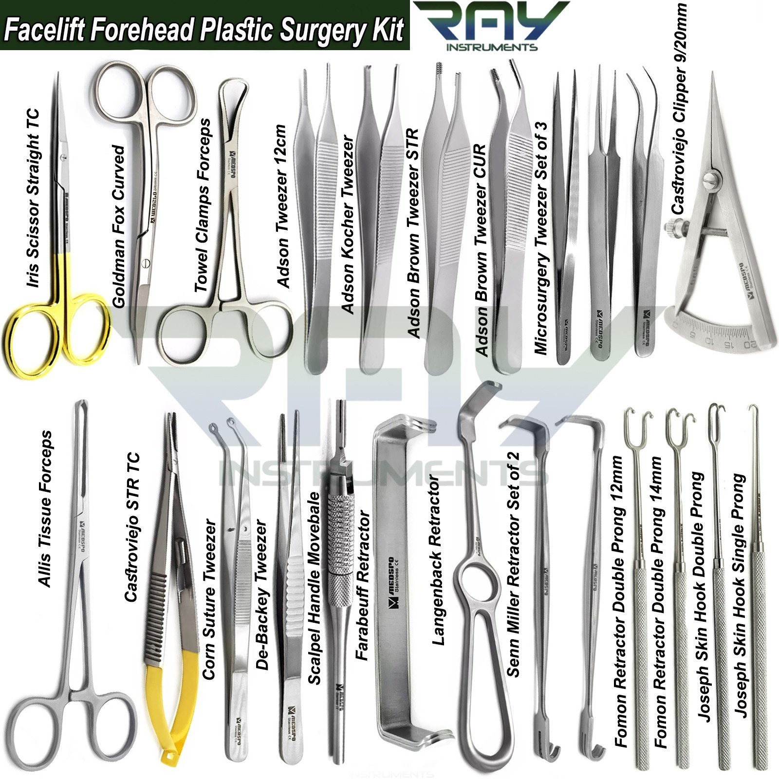 Facial Facelift Forehead Plastic Surgery Kit Micro Surgery Surgical Instruments