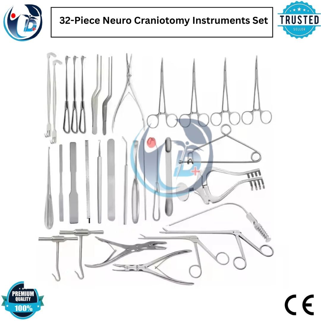 32-Piece Neuro Craniotomy Instruments Set Comprehensive Neurosurgery Tools