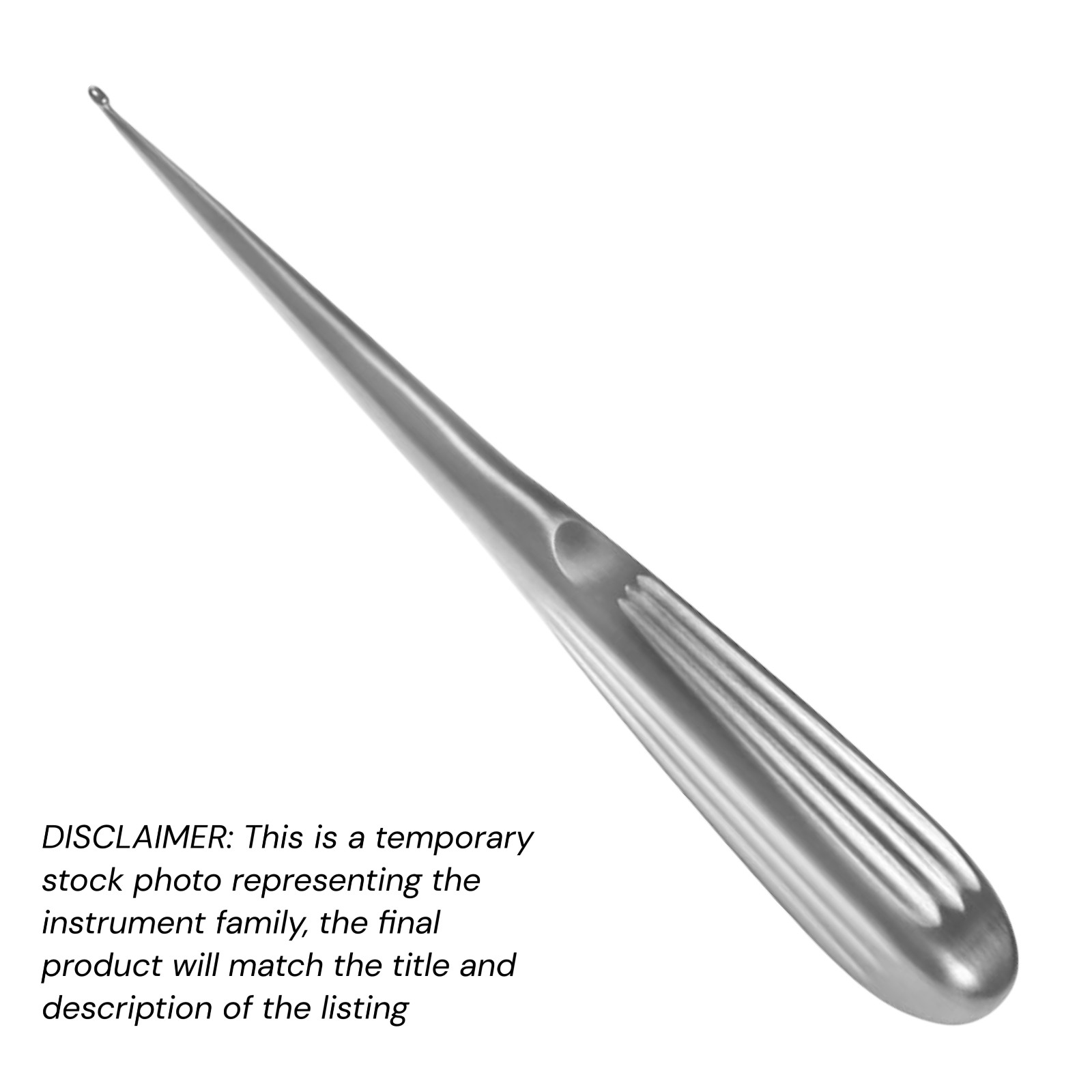 Set of 20 Lempert Ear Curettes, 7″, Straight, Oval Cup, Sz: 0 (3×4 mm) , Econo